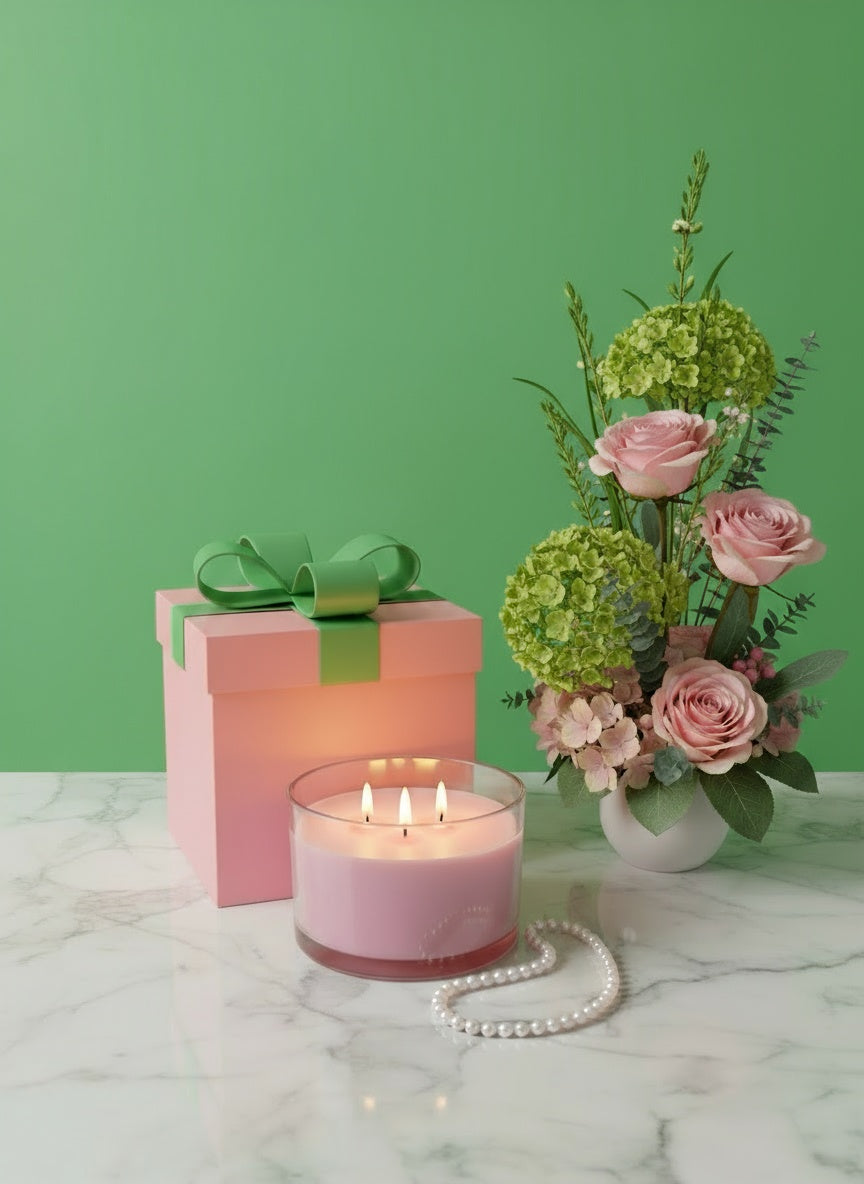 🌸💚 Pretty N’ Pink – Ocean Breeze 3-Wick Soy Candle (24 oz)