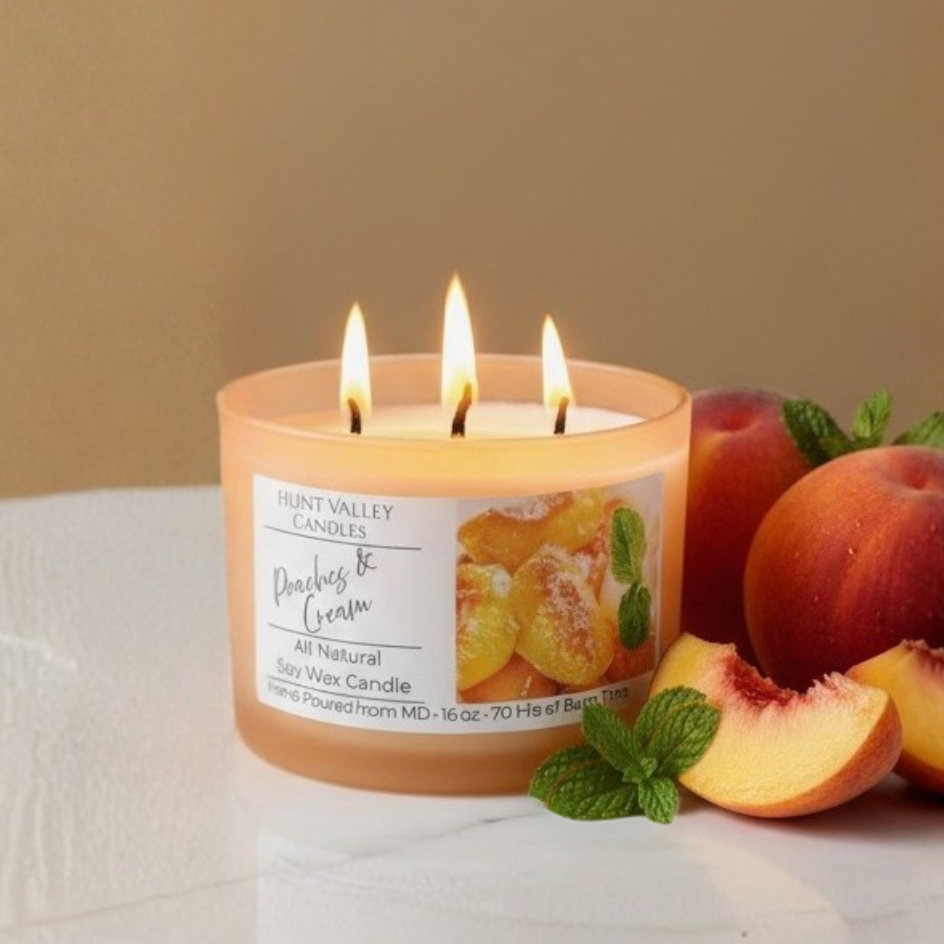Peaches & Crème 3-wick| 16oz Soy Candle