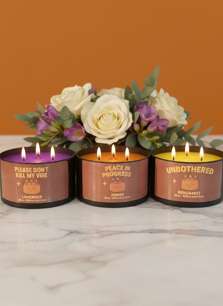 🍋 Unbothered – Bergamot Soy Candle (24oz, 3-Wicks)