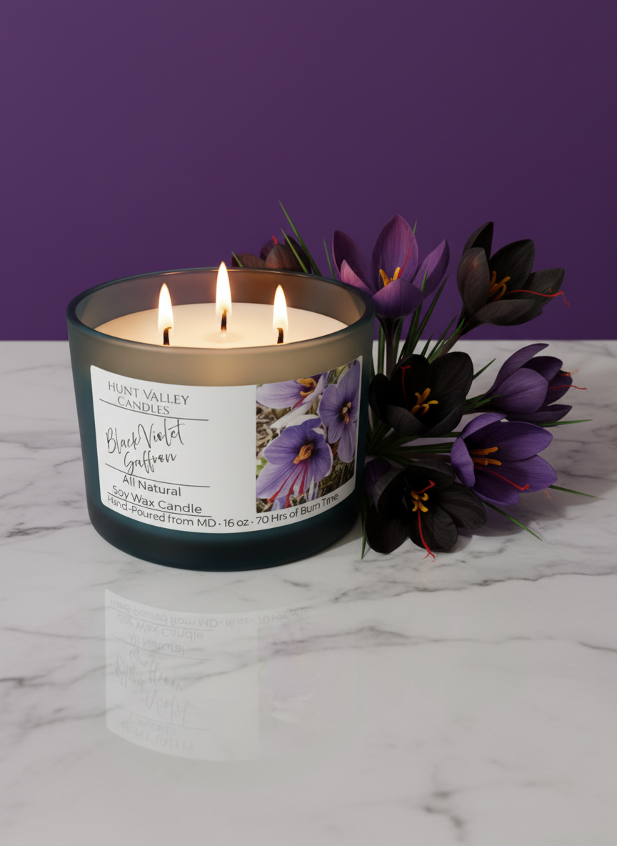 Black Violet Saffron – 16oz | 3-Wick Soy Candle