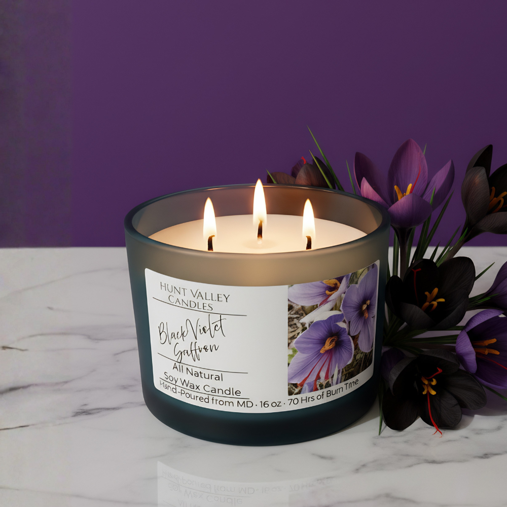 Black Violet Saffron – 16oz | 3-Wick Soy Candle