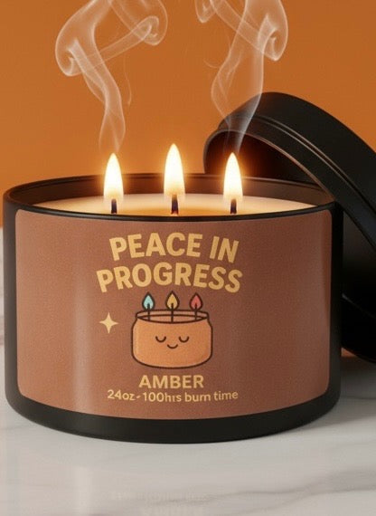 🧡Peace In Progress– Amber Soy Candle (24oz, 3-Wicks)